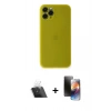 MARSİLYAN™- iPhone 11 Pro Kılıf Yadigar Yansıma Serisi - Siyah 3D Antistatik Mat Seramik Nano Ekran Koruyucu + Kamera Lens Koruma Cam - SF