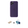MARSİLYAN™- iPhone 11 Pro Kılıf Yadigar Yansıma Serisi - Siyah 3D Antistatik Seramik Nano Ekran Koruyucu + Renkli Kamera Lens Koruma Cam - PE