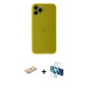 MARSİLYAN™- iPhone 11 Pro Kılıf Yadigar Yansıma Serisi - Siyah 3D Antistatik Seramik Nano Ekran Koruyucu + Renkli Kamera Lens Koruma Cam - PE