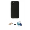 MARSİLYAN™- iPhone 11 Pro Kılıf Yadigar Yansıma Serisi - Siyah 3D Antistatik Seramik Nano Ekran Koruyucu + Renkli Kamera Lens Koruma Cam - PE