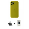 MARSİLYAN™- iPhone 11 Pro Kılıf Yadigar Yansıma Serisi - Siyah 5D Hayalet Cam Ekran Koruyucu + Kamera Lens Koruma Cam - SF