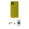 MARSİLYAN™- iPhone 11 Pro Kılıf Yadigar Yansıma Serisi - Siyah 5D Hayalet Cam Ekran Koruyucu + Renkli Kamera Lens Koruma Cam - TU