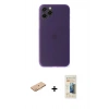 MARSİLYAN™- iPhone 11 Pro Kılıf Yadigar Yansıma Serisi - Siyah 6D Mat Seramik Hayalet Nano Ekran Koruyucu + Turuncu Renkli Kamera Lens Koruma Cam