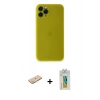 MARSİLYAN™- iPhone 11 Pro Kılıf Yadigar Yansıma Serisi - Siyah Polymer Nano Ekran Koruyucu + Renkli Kamera Lens Koruma Cam - YL
