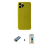 MARSİLYAN™- iPhone 11 Pro Kılıf Yadigar Yansıma Serisi - Siyah Polymer Nano Ekran Koruyucu + Siyah Shine Kamera Lens Koruma Cam