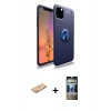 MARSİLYAN™- iPhone 11 Pro Kılıf Yankı Form Prime - Siyah 34D Hayalet Izgaralı Cam + Renkli Kamera Lens Koruma Cam - TU