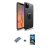 MARSİLYAN™- iPhone 11 Pro Kılıf Yankı Form Prime - Siyah 34D Izgaralı Cam + Shine Kamera Lens Koruma Cam - GS