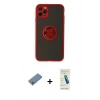 MARSİLYAN™- iPhone 11 Pro Kılıf Yörünge Çizgi - Şeffaf Pasifik Cam Ekran Koruyucu + Shine Kamera Lens Koruma Cam - GS