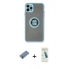 MARSİLYAN™- iPhone 11 Pro Kılıf Yörünge Çizgi - Şeffaf Pasifik Cam Ekran Koruyucu + Shine Kamera Lens Koruma Cam - MI