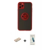 MARSİLYAN™- iPhone 11 Pro Kılıf Yörünge Çizgi - Şeffaf Pasifik Cam Ekran Koruyucu + Renkli Kamera Lens Koruma Cam - YL