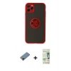 MARSİLYAN™- iPhone 11 Pro Kılıf Yörünge Çizgi - Siyah 20D Premium Cam Ekran Koruyucu + Shine Kamera Lens Koruma Cam - GD