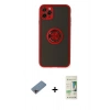 MARSİLYAN™- iPhone 11 Pro Kılıf Yörünge Çizgi - Siyah 20D Premium Cam Ekran Koruyucu + Shine Kamera Lens Koruma Cam - PE