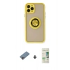 MARSİLYAN™- iPhone 11 Pro Kılıf Yörünge Çizgi - Siyah 20D Premium Cam Ekran Koruyucu + Shine Kamera Lens Koruma Cam - PE