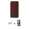 MARSİLYAN™- iPhone 11 Pro Kılıf Yörünge Çizgi - Siyah 34D Hayalet Izgaralı Cam + Renkli Kamera Lens Koruma Cam - PE