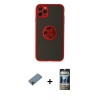 MARSİLYAN™- iPhone 11 Pro Kılıf Yörünge Çizgi - Siyah 34D Hayalet Izgaralı Cam + Shine Kamera Lens Koruma Cam - PE