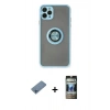 MARSİLYAN™- iPhone 11 Pro Kılıf Yörünge Çizgi - Siyah 34D Hayalet Izgaralı Cam + Shine Kamera Lens Koruma Cam - MI