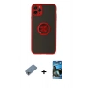 MARSİLYAN™- iPhone 11 Pro Kılıf Yörünge Çizgi - Siyah 34D Izgaralı Cam + Shine Kamera Lens Koruma Cam - GI