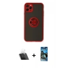 MARSİLYAN™- iPhone 11 Pro Kılıf Yörünge Çizgi - Siyah 34D Izgaralı Cam + Kamera Lens Koruma Cam - SF