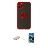 MARSİLYAN™- iPhone 11 Pro Kılıf Yörünge Çizgi - Siyah 34D Izgaralı Cam + Renkli Kamera Lens Koruma Cam - MI