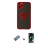 MARSİLYAN™- iPhone 11 Pro Kılıf Yörünge Çizgi - Siyah 360 Mat Full Body Arka Koruyucu + Shine Kamera Lens Koruma Cam - GS