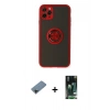 MARSİLYAN™- iPhone 11 Pro Kılıf Yörünge Çizgi - Siyah 360 Mat Full Body Arka Koruyucu + Shine Kamera Lens Koruma Cam - SH