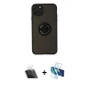 MARSİLYAN™- iPhone 11 Pro Kılıf Yörünge Çizgi - Siyah 3D Antistatik Cam Ekran Koruyucu + Kamera Lens Koruma Cam - SF