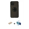 MARSİLYAN™- iPhone 11 Pro Kılıf Yörünge Çizgi - Siyah 3D Antistatik Cam Ekran Koruyucu + Renkli Kamera Lens Koruma Cam - PE