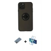 MARSİLYAN™- iPhone 11 Pro Kılıf Yörünge Çizgi - Siyah 3D Antistatik Cam Ekran Koruyucu + Shine Kamera Lens Koruma Cam - GI