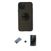 MARSİLYAN™- iPhone 11 Pro Kılıf Yörünge Çizgi - Siyah 3D Antistatik Hayalet Cam Ekran Koruyucu + Metal Kamera Lens Koruma Cam - KI