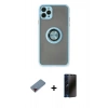 MARSİLYAN™- iPhone 11 Pro Kılıf Yörünge Çizgi - Siyah 3D Antistatik Hayalet Cam Ekran Koruyucu + Metal Kamera Lens Koruma Cam - KI