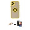 MARSİLYAN™- iPhone 11 Pro Kılıf Yörünge Çizgi - Siyah 3D Antistatik Mat Seramik Nano Ekran Koruyucu + Renkli Kamera Lens Koruma Cam - MI