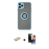 MARSİLYAN™- iPhone 11 Pro Kılıf Yörünge Çizgi - Siyah 3D Antistatik Mat Seramik Nano Ekran Koruyucu + Renkli Kamera Lens Koruma Cam - PE