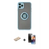 MARSİLYAN™- iPhone 11 Pro Kılıf Yörünge Çizgi - Siyah 3D Antistatik Mat Seramik Nano Ekran Koruyucu + Renkli Kamera Lens Koruma Cam - YL