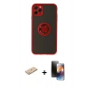 MARSİLYAN™- iPhone 11 Pro Kılıf Yörünge Çizgi - Siyah 3D Antistatik Mat Seramik Nano Ekran Koruyucu + Renkli Kamera Lens Koruma Cam - PE