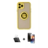 MARSİLYAN™- iPhone 11 Pro Kılıf Yörünge Çizgi - Siyah 3D Antistatik Mat Seramik Nano Ekran Koruyucu + Şeffaf Kamera Lens Koruma Cam