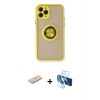 MARSİLYAN™- iPhone 11 Pro Kılıf Yörünge Çizgi - Siyah 3D Antistatik Seramik Nano Ekran Koruyucu + Renkli Kamera Lens Koruma Cam - MI