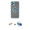 MARSİLYAN™- iPhone 11 Pro Kılıf Yörünge Çizgi - Siyah 3D Antistatik Seramik Nano Ekran Koruyucu + Renkli Kamera Lens Koruma Cam - SI