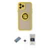 MARSİLYAN™- iPhone 11 Pro Kılıf Yörünge Çizgi - Siyah 5D Hayalet Cam Ekran Koruyucu + Shine Kamera Lens Koruma Cam - GS