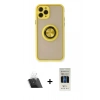 MARSİLYAN™- iPhone 11 Pro Kılıf Yörünge Çizgi - Siyah 5D Hayalet Cam Ekran Koruyucu + Kamera Lens Koruma Cam - SF