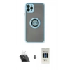 MARSİLYAN™- iPhone 11 Pro Kılıf Yörünge Çizgi - Siyah 5D Hayalet Cam Ekran Koruyucu + Kamera Lens Koruma Cam - SF