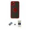 MARSİLYAN™- iPhone 11 Pro Kılıf Yörünge Çizgi - Siyah 5D Hayalet Cam Ekran Koruyucu + Shine Kamera Lens Koruma Cam - SH