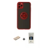 MARSİLYAN™- iPhone 11 Pro Kılıf Yörünge Çizgi - Siyah 5D Hayalet Cam Ekran Koruyucu + Renkli Kamera Lens Koruma Cam - YL