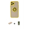 MARSİLYAN™- iPhone 11 Pro Kılıf Yörünge Çizgi - Siyah Joko Magic 5D Hayalet Cam + Renkli Kamera Lens Koruma Cam - MI
