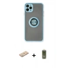 MARSİLYAN™- iPhone 11 Pro Kılıf Yörünge Çizgi - Siyah Joko Magic 5D Hayalet Cam + Renkli Kamera Lens Koruma Cam - YL