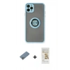 MARSİLYAN™- iPhone 11 Pro Kılıf Yörünge Çizgi - Siyah Mat Seramik Nano Ekran Koruyucu + Shine Kamera Lens Koruma Cam - GS