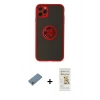 MARSİLYAN™- iPhone 11 Pro Kılıf Yörünge Çizgi - Siyah Mat Seramik Nano Ekran Koruyucu + Shine Kamera Lens Koruma Cam - GS