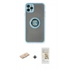 MARSİLYAN™- iPhone 11 Pro Kılıf Yörünge Çizgi - Siyah Mat Seramik Nano Ekran Koruyucu + Renkli Kamera Lens Koruma Cam - MI