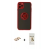 MARSİLYAN™- iPhone 11 Pro Kılıf Yörünge Çizgi - Siyah Mat Seramik Nano Ekran Koruyucu + Renkli Kamera Lens Koruma Cam - MI