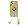 MARSİLYAN™- iPhone 11 Pro Kılıf Yörünge Çizgi - Siyah Mat Seramik Nano Ekran Koruyucu + Renkli Kamera Lens Koruma Cam - TU