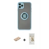 MARSİLYAN™- iPhone 11 Pro Kılıf Yörünge Çizgi - Siyah Mat Seramik Nano Ekran Koruyucu + Renkli Kamera Lens Koruma Cam - TU